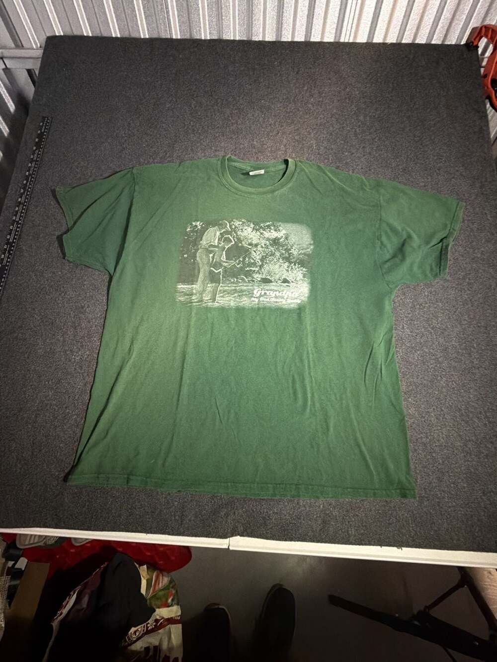 Jerzees Grandpa My Best Fishing Buddy Graphic Green T-Shirt 2X